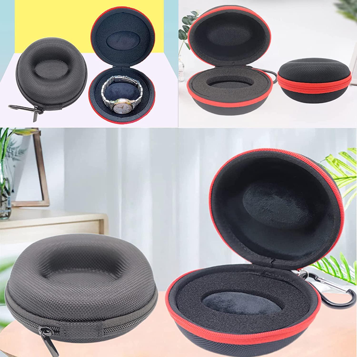 2 miếng hộp lưu trữ đồng hồ tròn, lưu trữ di động cho đồng hồ, đồng hồ với đồng hồ, với carabiner và bọt biển, đăng ký đồng hồ
