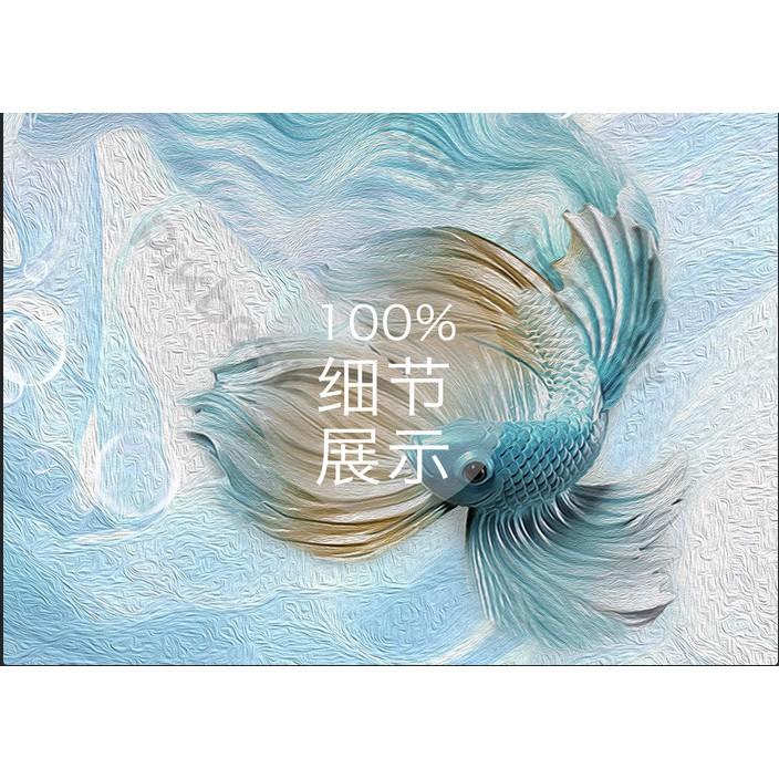 Tranh dán tường Cá chép ngũ sắc bắt mắt, Tranh dán tường 3d hiện đại MS773027