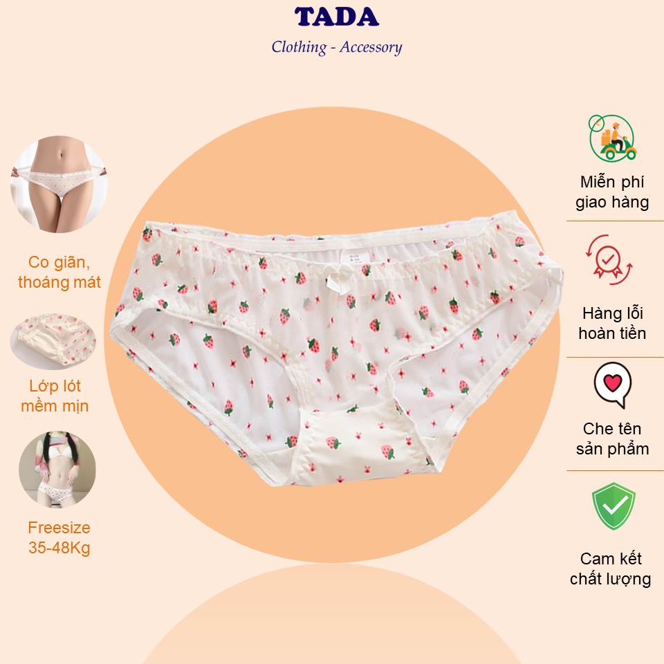 Quần lót nữ ren Tada hoạ tiết quả dâu dễ thương mềm mại, co giãn thoáng mát