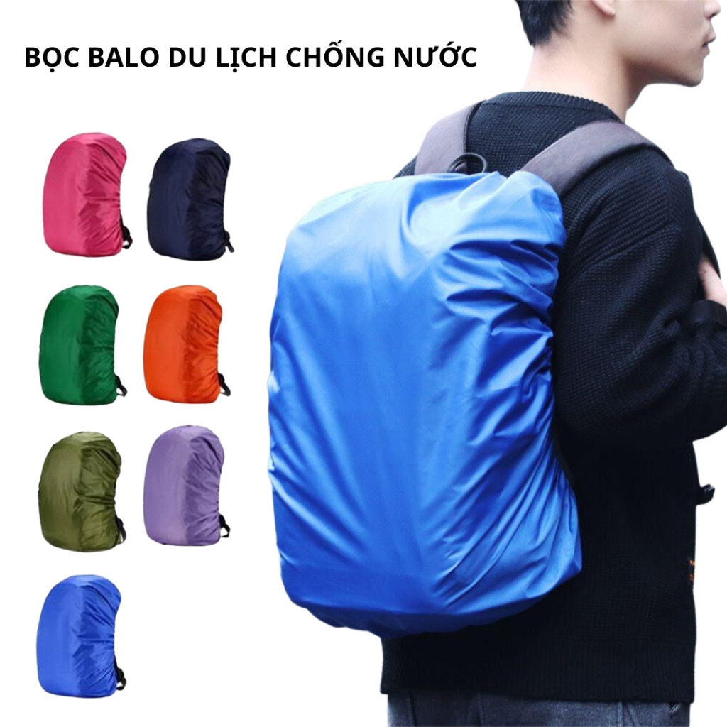 Áo  mưa balo chống thấm nước , Túi trùm balo du lịch bụi bẩn , trơn , thiết kế chun đàn hồi  có thể điều chỉnh kích thước theo balo