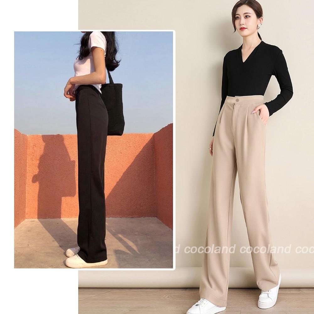 Quần ống rộng khóa trước màu chất tuyết mưa
