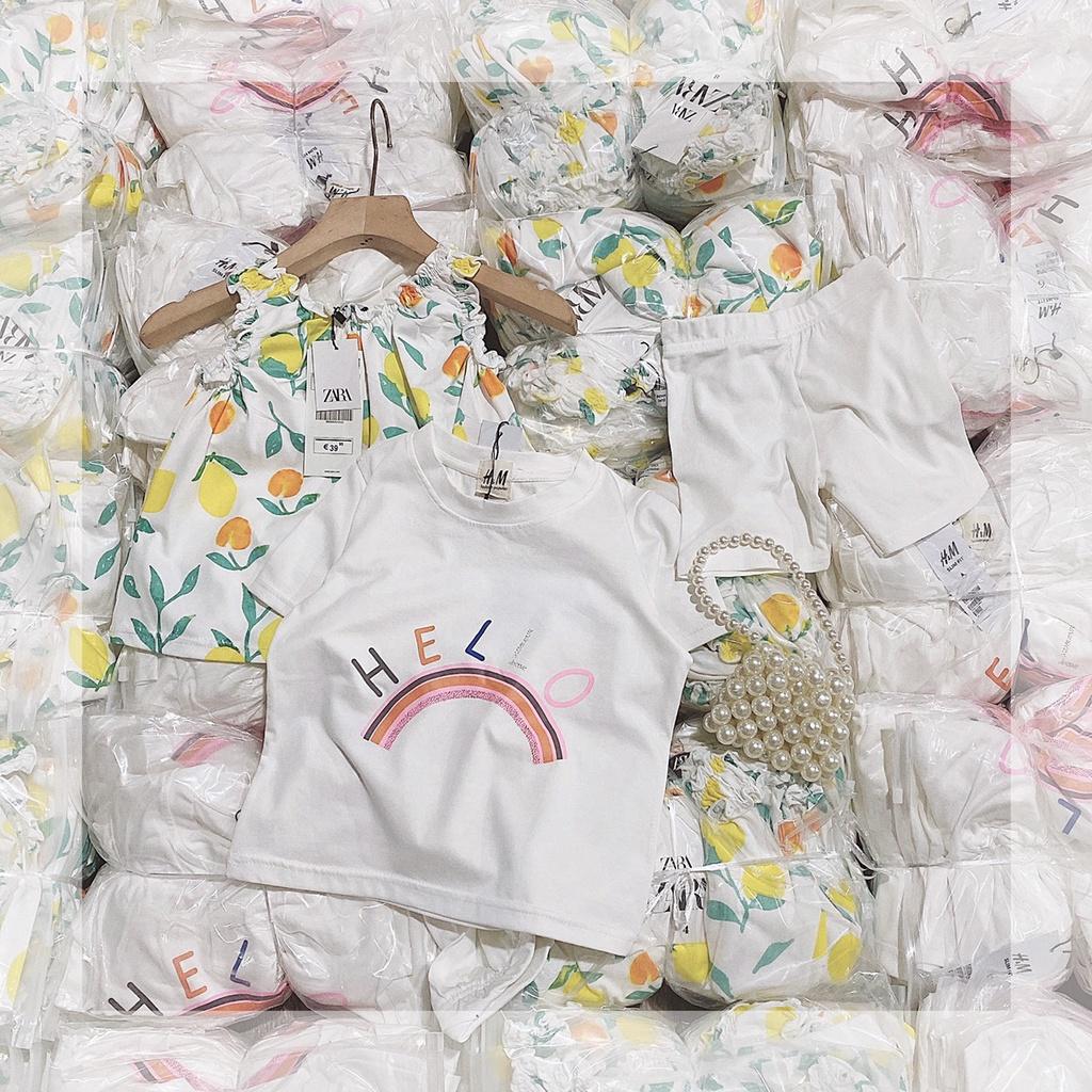 BỘ COTTON 2 KIỂU ÁO HOA-CẦU VỒNG BÉ GÁI