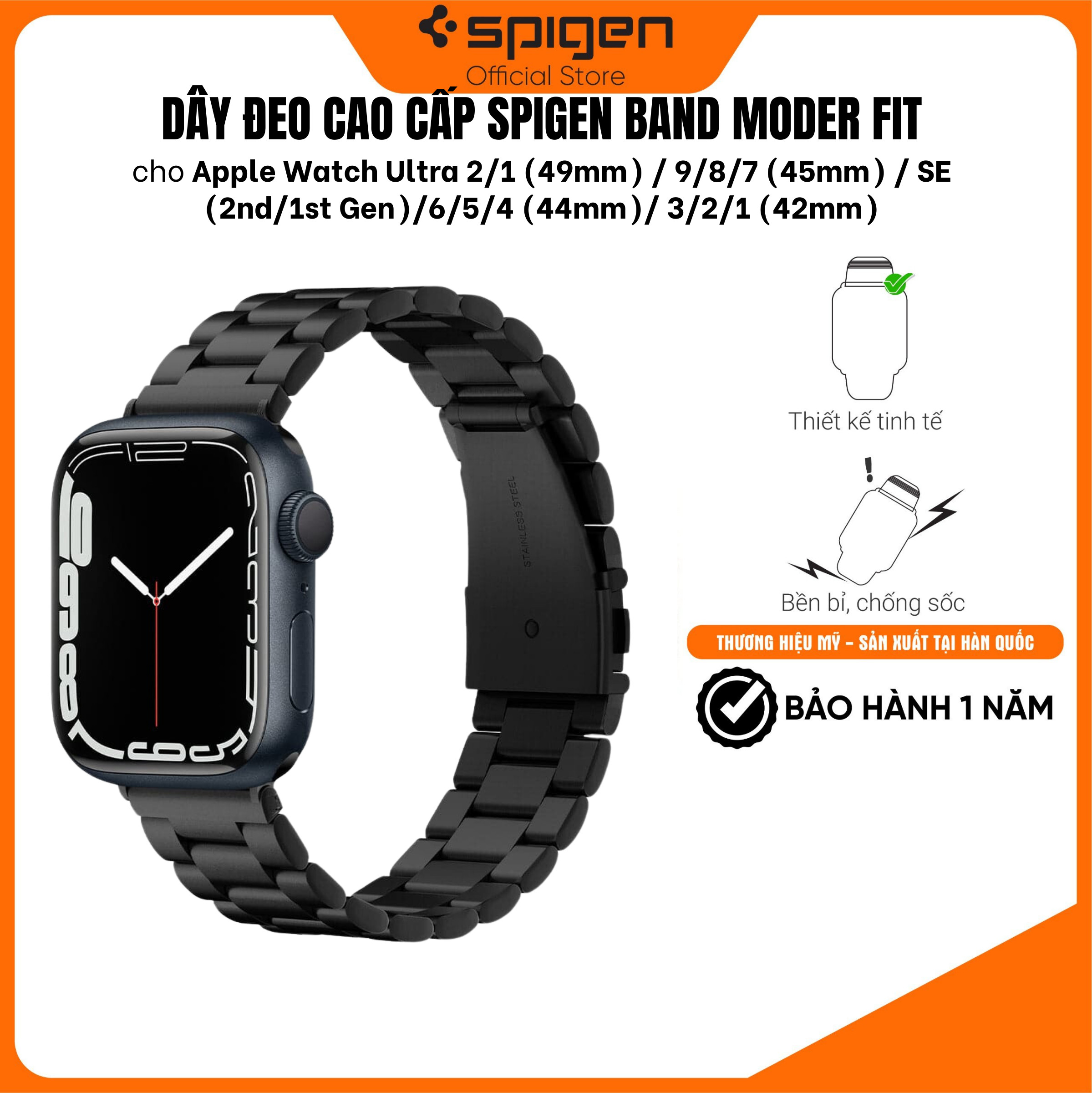 Dây Đeo Spigen Band Modern Fit cho Apple Watch Series (49mm/45mm/44mm/42mm) - Thiết kế tinh tế, lịch lãm, hàng chính hãng