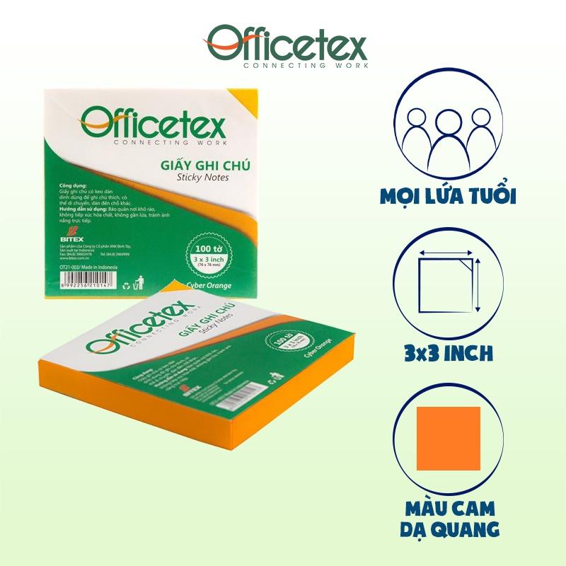 Giấy ghi chú Officetex 3 x 3 dạ quang nhiều màu