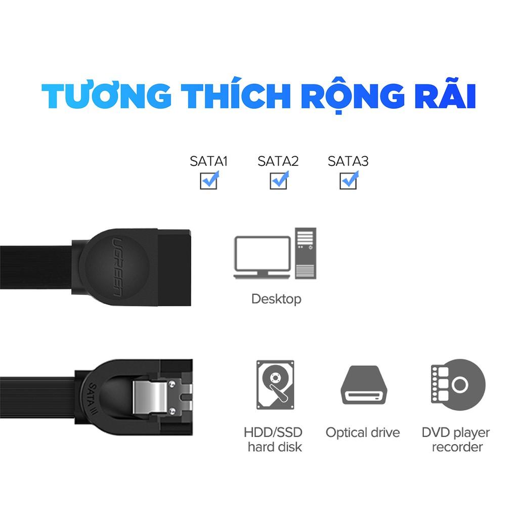 Cáp SATA 3.0 tốc độ truyền tải cao 6Gb/s dài 0.5m UGREEN US217 - Hàng chính hãng