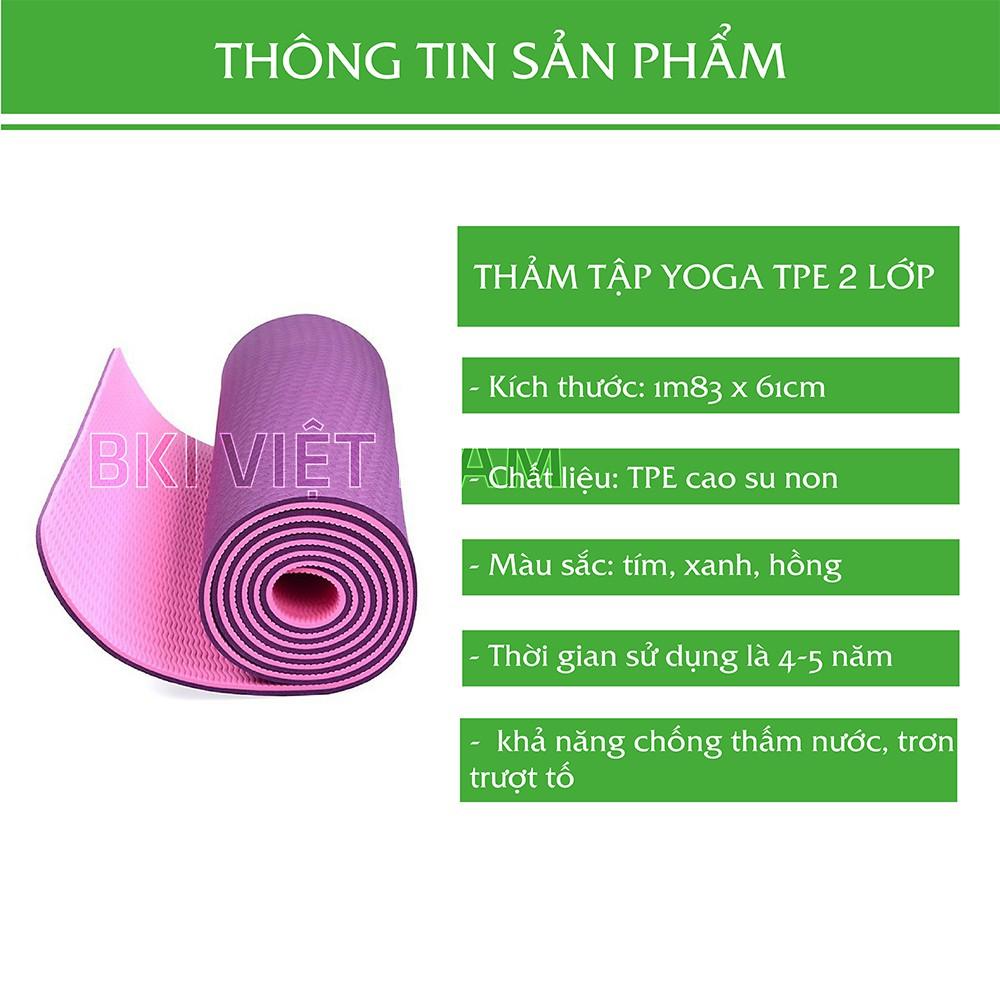 Thảm Tập Yoga Cao Cấp 6 - 8mm Chất liệu TPE Cao Su Non Chống Thấm Nước, Trơn Trượt