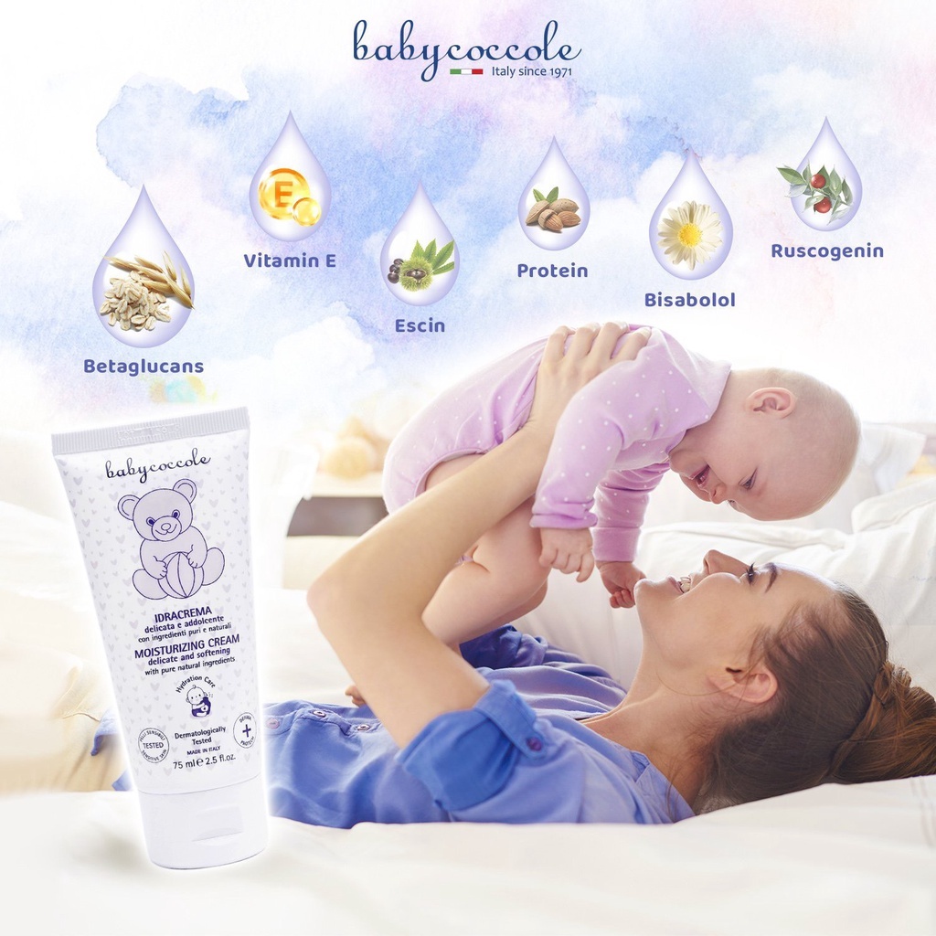 Kem dưỡng ẩm cho bé Babycoccole 0M+ dưỡng da trẻ em & em bé từ sơ sinh chiết xuất hạnh nhân 75ml