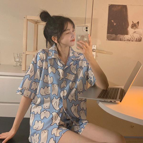 Bộ ngủ pijama chú gấu trắng vải cotton