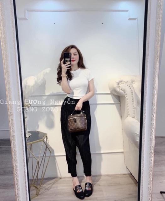Quần bom lụa xếp ly quảng châu siêu nhẹ siêu mát