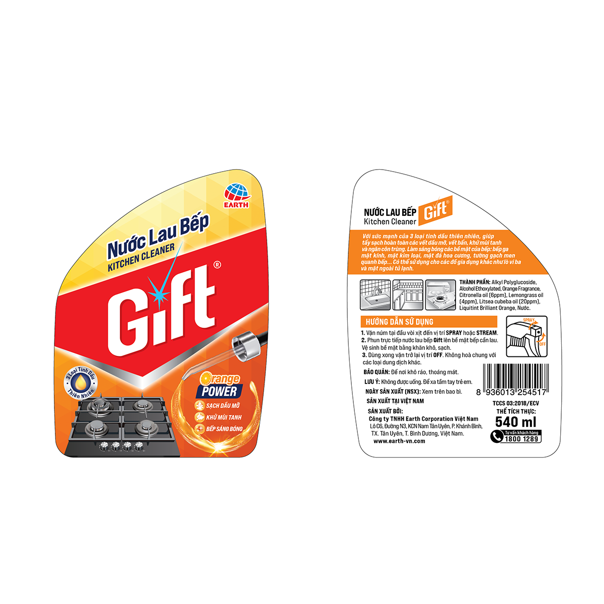 Nước Lau bếp Gift 540ml