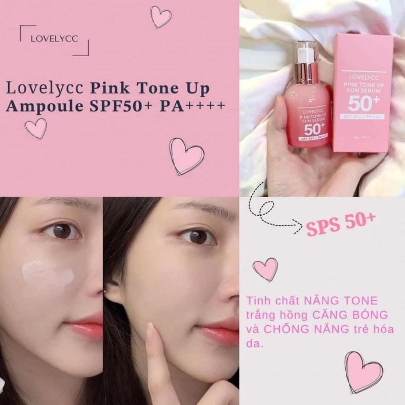 Serum chống nắng Lovelycc Pink Tone Up Sun Serum 30g SPF 50 +++