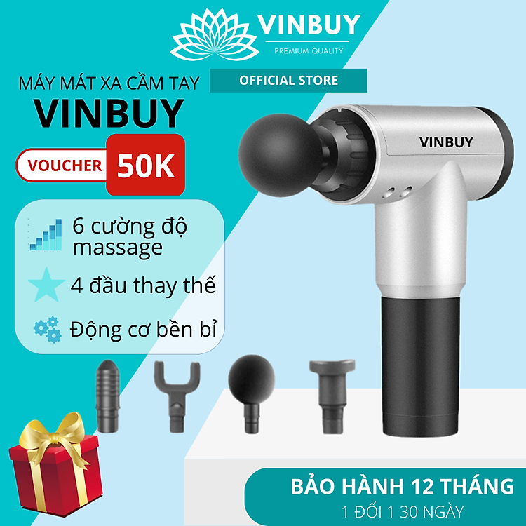 Máy Massage Cầm Tay VinBuy - 6 Cấp Độ, Hỗ Trợ Mát Xa Chuyên Sâu, Giảm Đau Cơ, Cứng Khớp