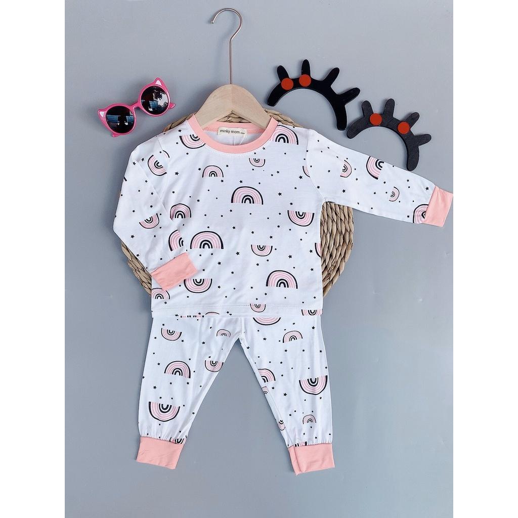 Bộ Dài tay thun lanh phối bo Minky Mom size NHÍ và ĐẠI in hình dễ thương cho bé trai, bé gái từ 7-27kg ( HÀNG LOẠI 1)