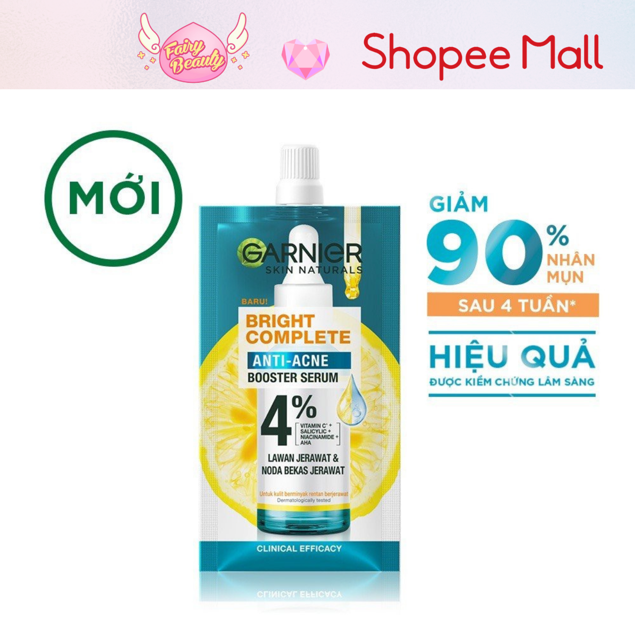 [GARNIER] Tinh Chất Dưỡng Cho Da Dầu Giúp Ngăn Ngừa Mụn, Mờ Thâm Và Thu Nhỏ Lỗ Chân Lông Bright Complete Anti-Acnes