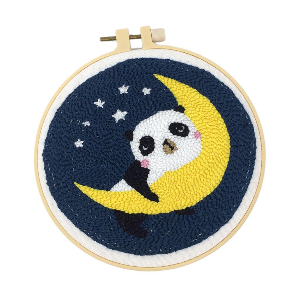 2 Sets Animal Punch Kits With Punch Embroidery Pen DIY Crafts Panda