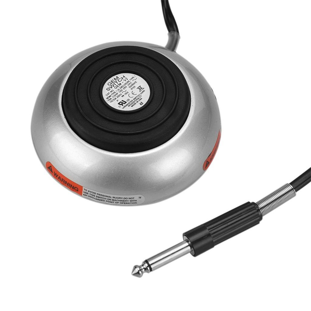 Tattoo Foot Pedal Round Power Supply Switch Controller w/ Silicone Cord Silver
