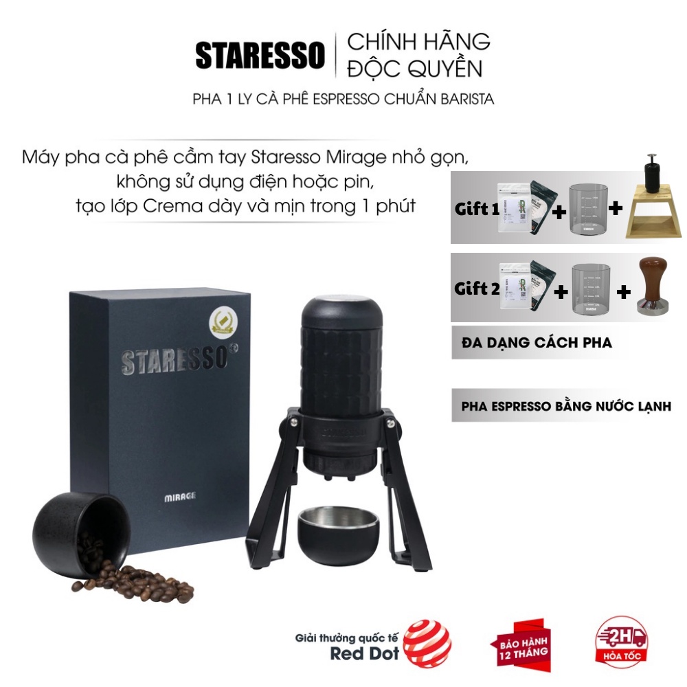 Máy pha cà phê cầm tay Staresso Mirage, máy pha cafe espresso hàng chính hãng Staresso Pro 2021