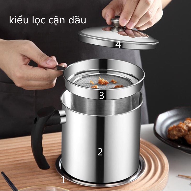 Bình lọc dầu ăn inox 304, ca lọc cặn dầu