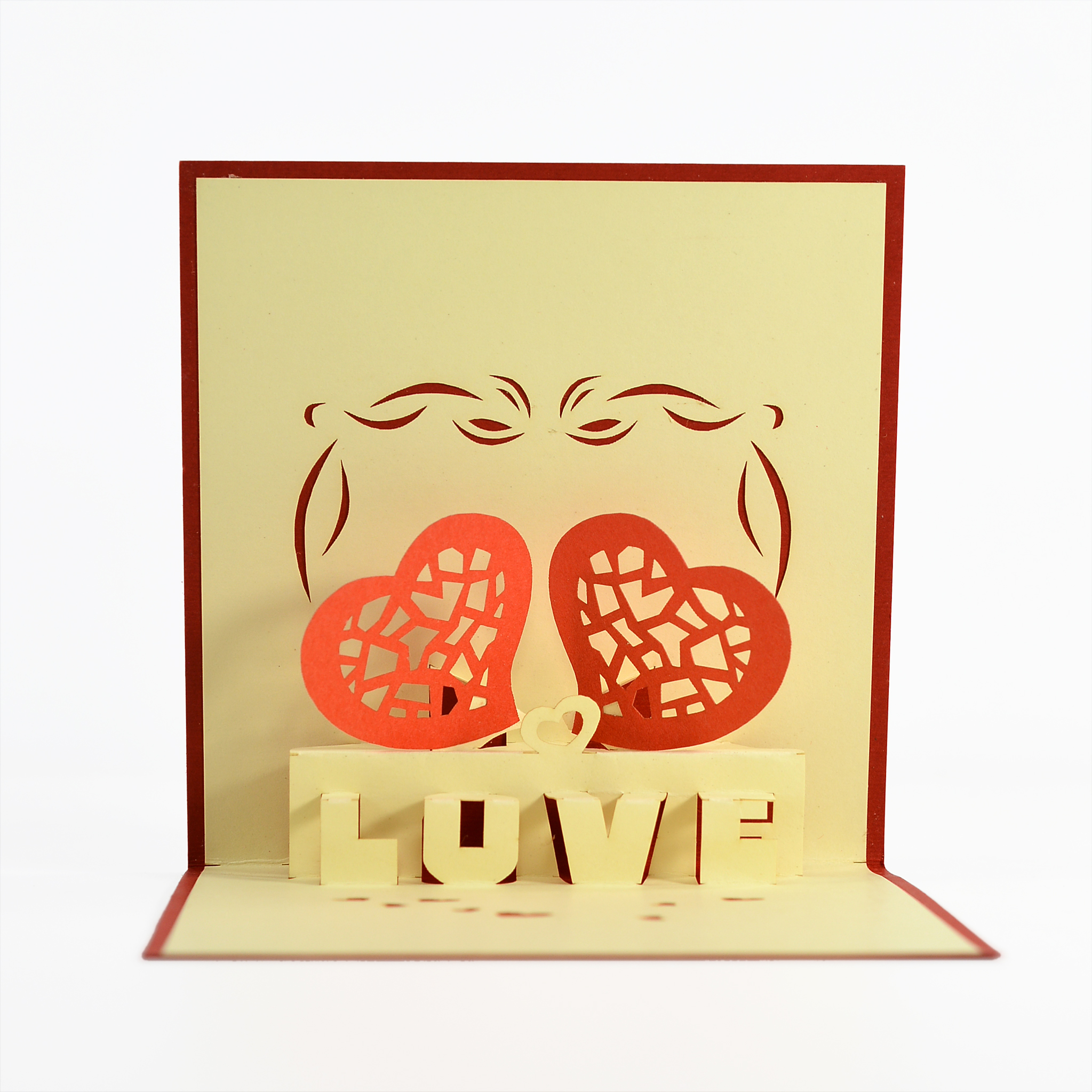Thiệp nổi 3D Chủ đề về tình yêu, cặp đôi trái tim, Viet Nam Pop-up card Thiệp nổi Việt Nam Size 12x12 cm LO009