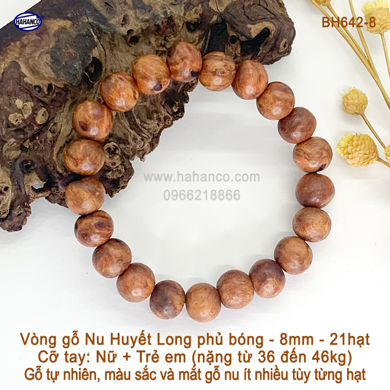 Vòng Tay Gỗ Nu Huyết Long  Trừ tà ma, giảm tai ương - đem lại tài lộc, sức khỏe, bình an - Bracelet of HAHANCO