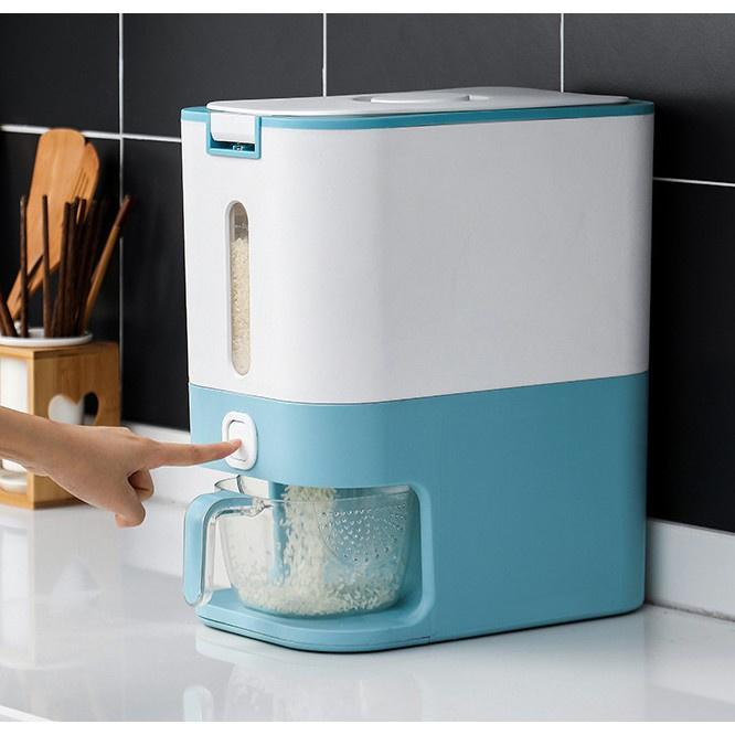 THÙNG ĐỰNG GẠO THÔNG MINH KIỂU HÀN DUNG KHỐI 12KG CÓ CỐC VO GẠO