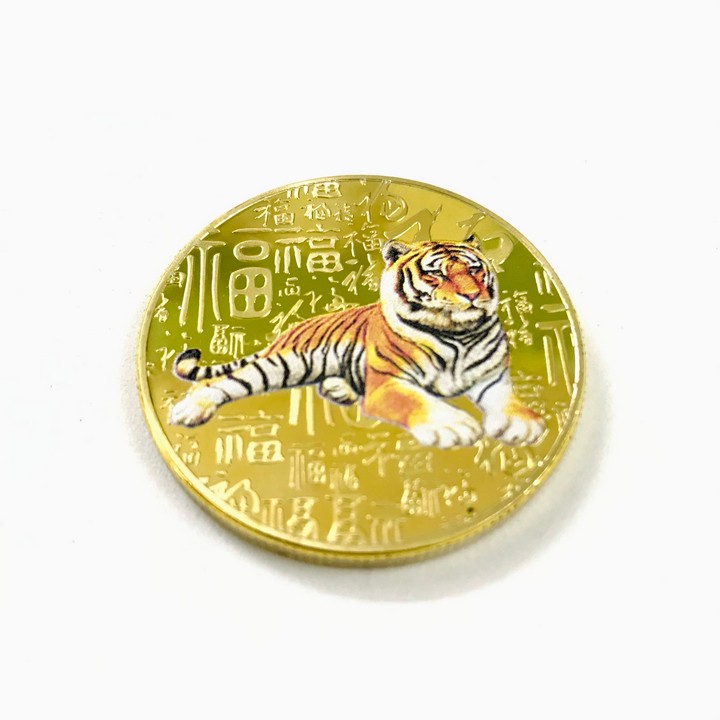 Xu Con Cọp In Màu 3D Vàng Dùng Xỏ lỗ đeo dây, làm đồ treo móc khóa, khảm thủ công mỹ nghệ, làm quà tặng độc lạ ý nghĩa dịp Lễ, Tết, kích thước 3cm, màu vàng - TMT Collection - SP005300