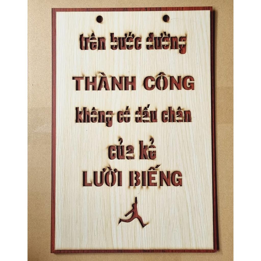 Tranh treo tường phòng khách phòng ngủ châm ngôn sống, tranh gỗ decor vintage slogan tạo động lực