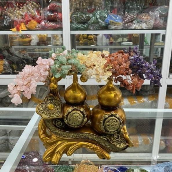 Cây Đá Tài Lộc Hồ Lô Đôi Phong Thủy Để Bàn - Cao 35cm