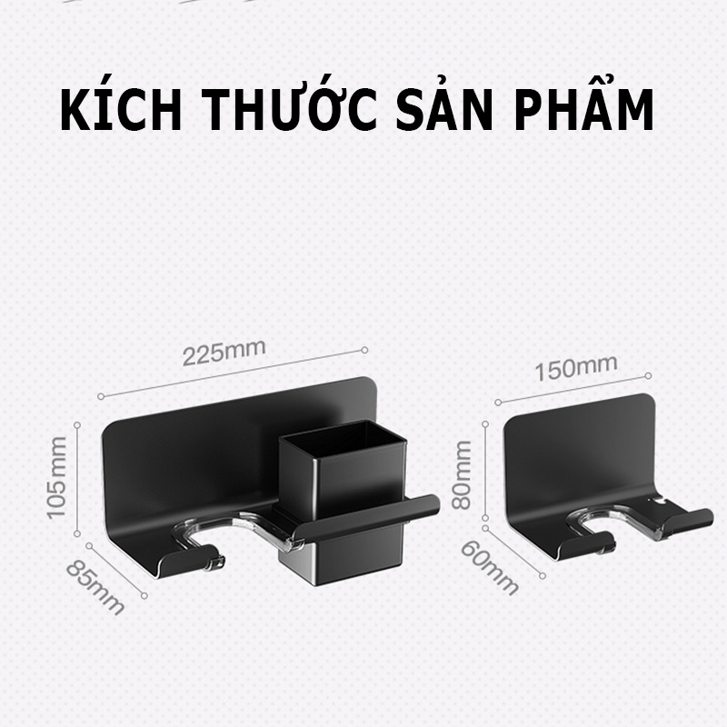 Kệ Để Máy Sấy Tóc Kèm Ống Đựng Lược Dán Tường Tiện Lợi