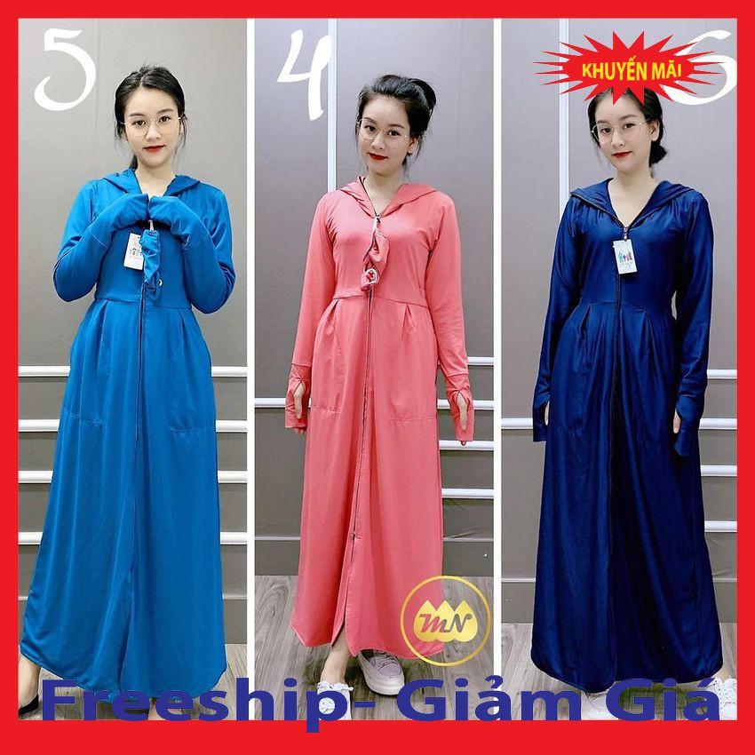 Áo Khoác Chống Nắng Nữ Dài Toàn Thân 2 Lớp Vải Thun Lạnh Thông Hơi Hitech Dày Dặn Thoáng Mát Túi Có Khoá Form 40-65kg