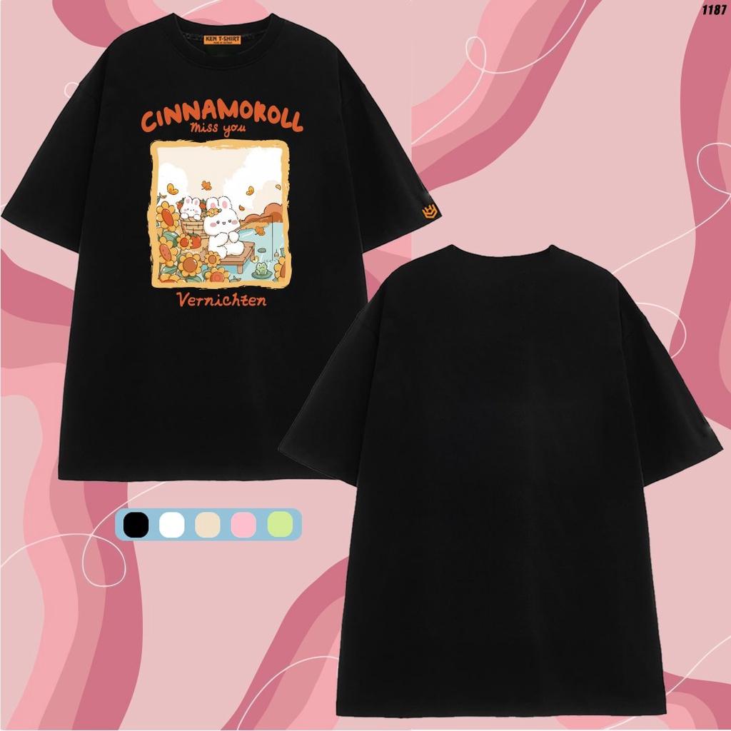 Áo cặp áo đôi áo thun tay lỡ unisex in hình Thỏ Cinnamoroll dễ thương