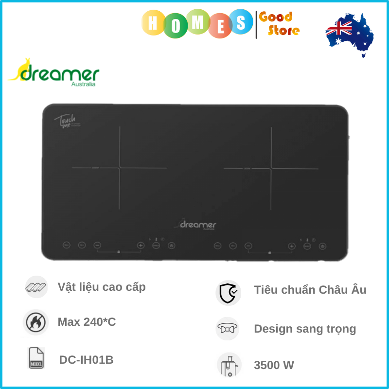 Bếp Từ Đôi DREAMER DKA-DIC135B Công Suất 3500W Thương Hiệu Úc Tiêu Chuẩn Châu Âu - Hàng Chính Hãng