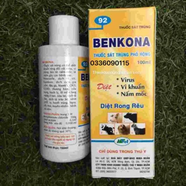 BENKONA chai 100ml - Thuốc sát trùng, diệt virut, vi khuẩn, nấm mốc, diệt rong rêu