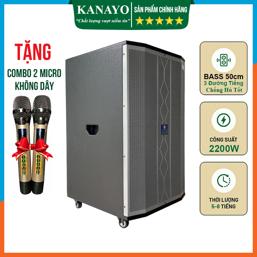 Loa kéo karaoke Kanayo K-2200 bass 50 3 đường tiếng công suất lớn 2200 Watt | Hàng chính hãng chất lượng cao, lắp ráp tại Việt Nam