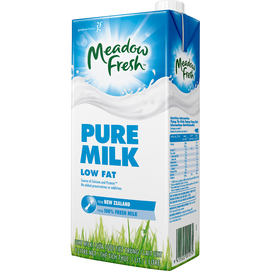 Thùng 12 hộp Sữa tươi tiệt trùng ít béo Meadow Fresh 1L