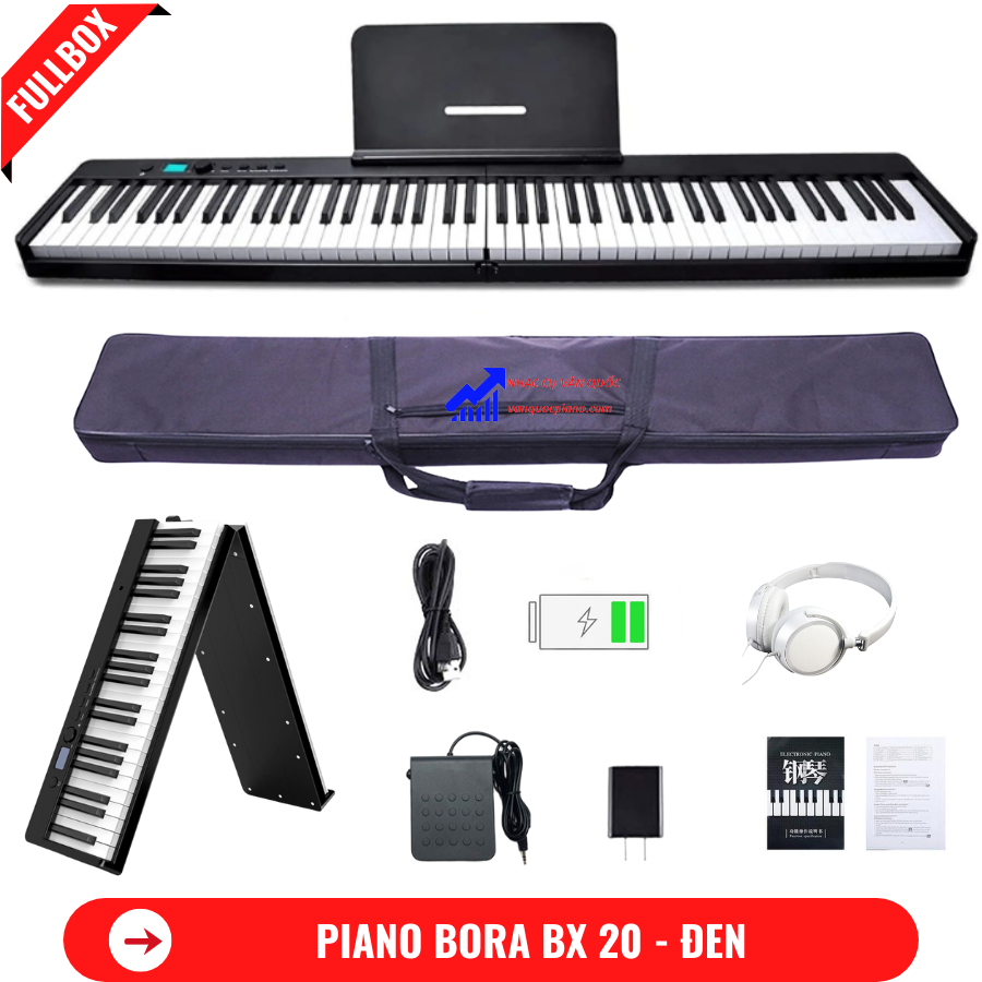 Đàn Piano Điện Bora BX 20 Gấp Gọn -88 Phím Nặng Cảm Lực - Kết Nối Bluetooth + Chân Đàn