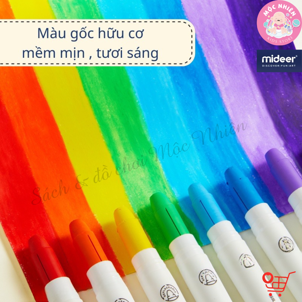 Bút màu sáp lụa hữu cơ Mideer Silky Crayon 8-12- 24 và 36 màu - Dành cho bé từ 3 tuổi