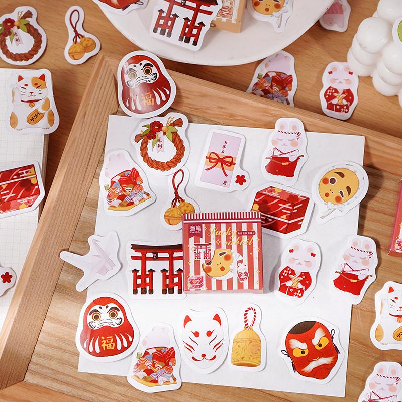 Hộp 45 hình dán sticker trang trí sổ tay hình chú thỏ Gigi Box Sticker ST236