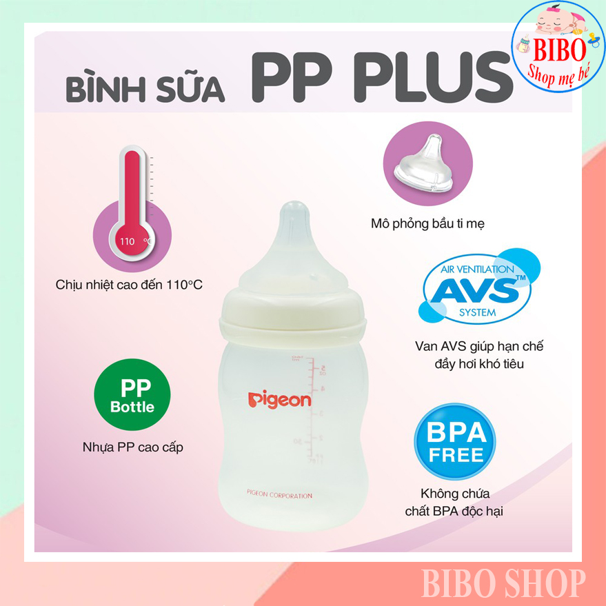 BÌNH SỮA CỔ RỘNG PIGEON PP PLUS 330ml