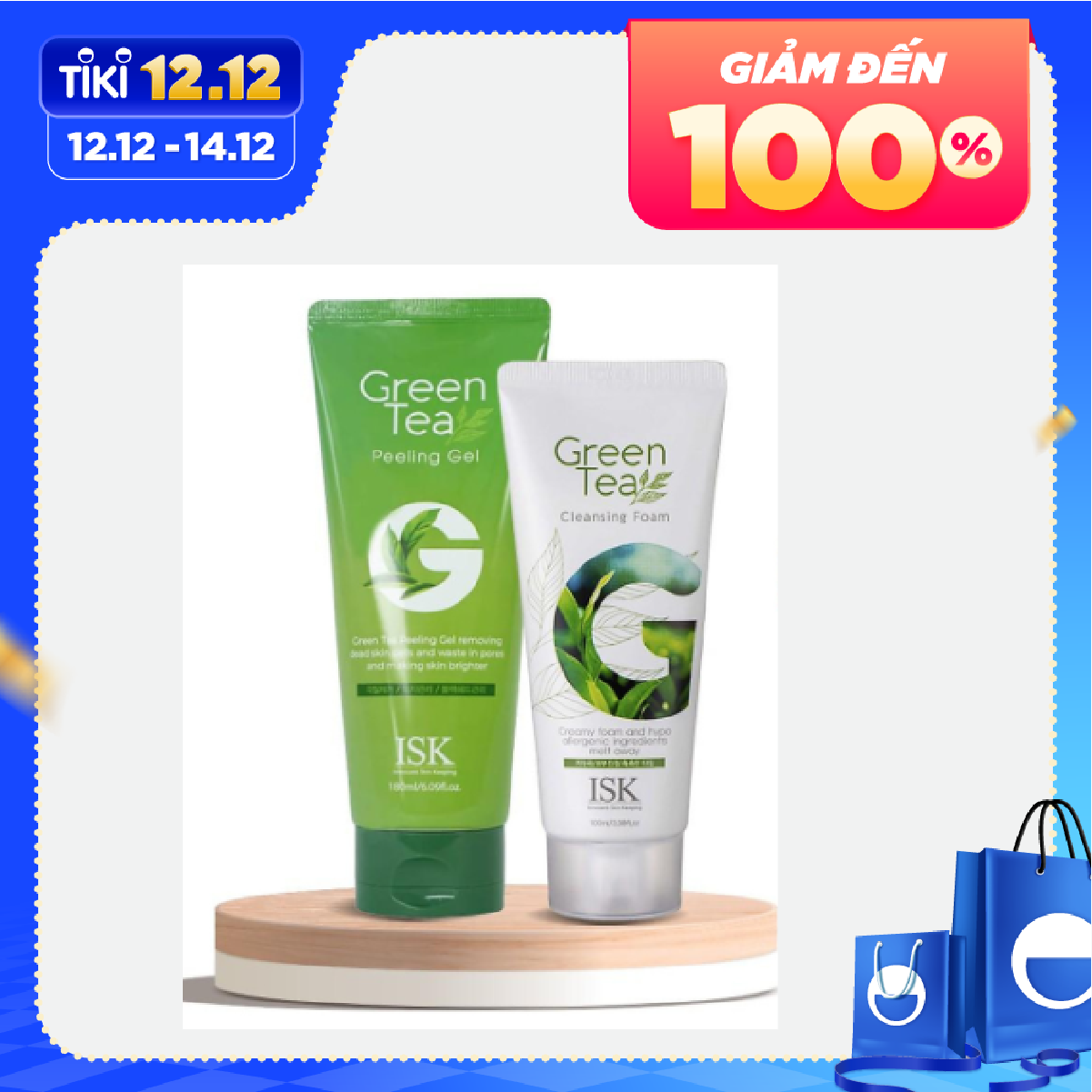 Tẩy Tế Bào Chết Dạng Gel ISK Green Tea Peeling Trà Xanh Làm Sạch, Dưỡng Ẩm Cho Da Dung Tích 180ml