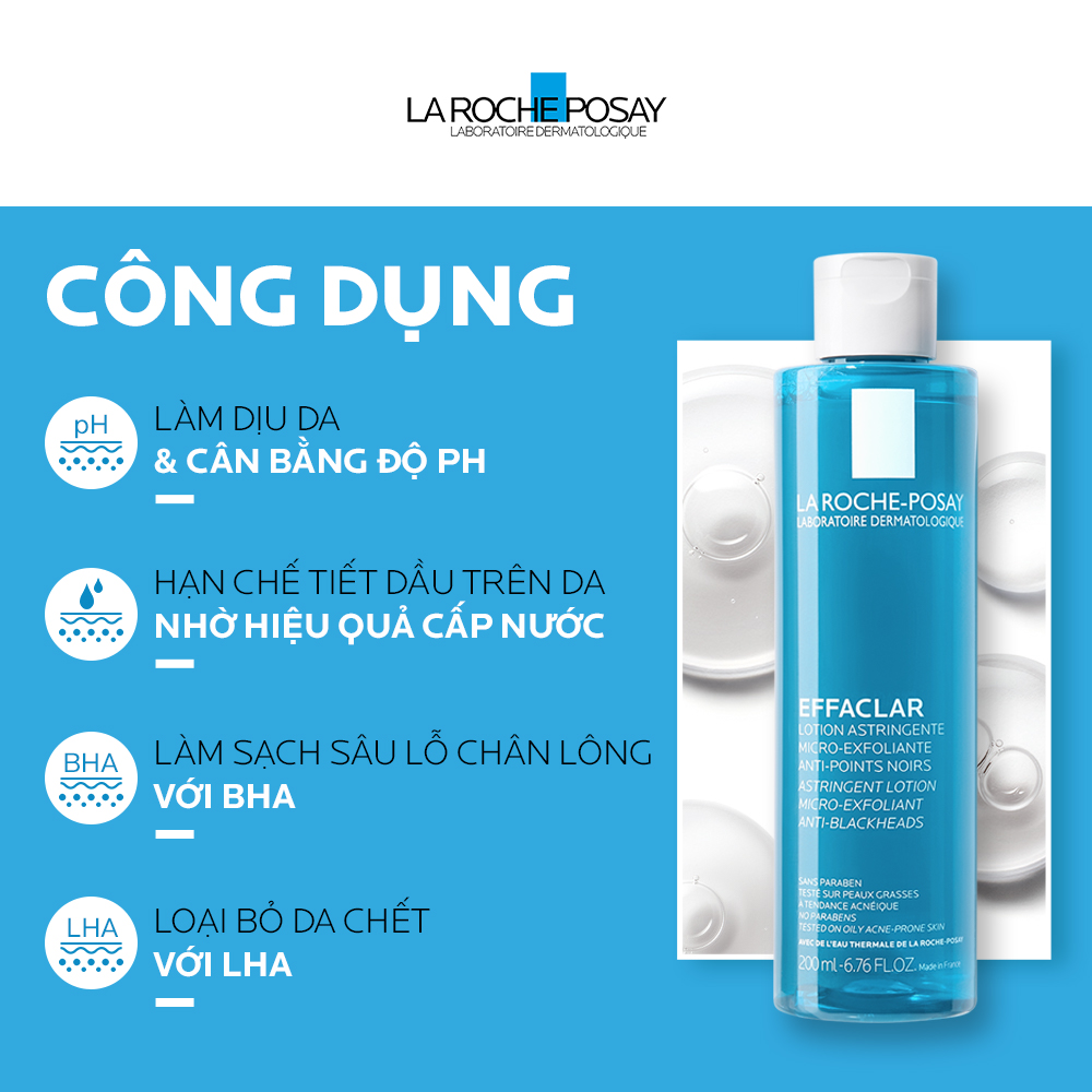 Nước cân bằng (toner) giàu khoáng dành cho da dầu La Roche-Posay Effaclar Astringent Lotion 200ml