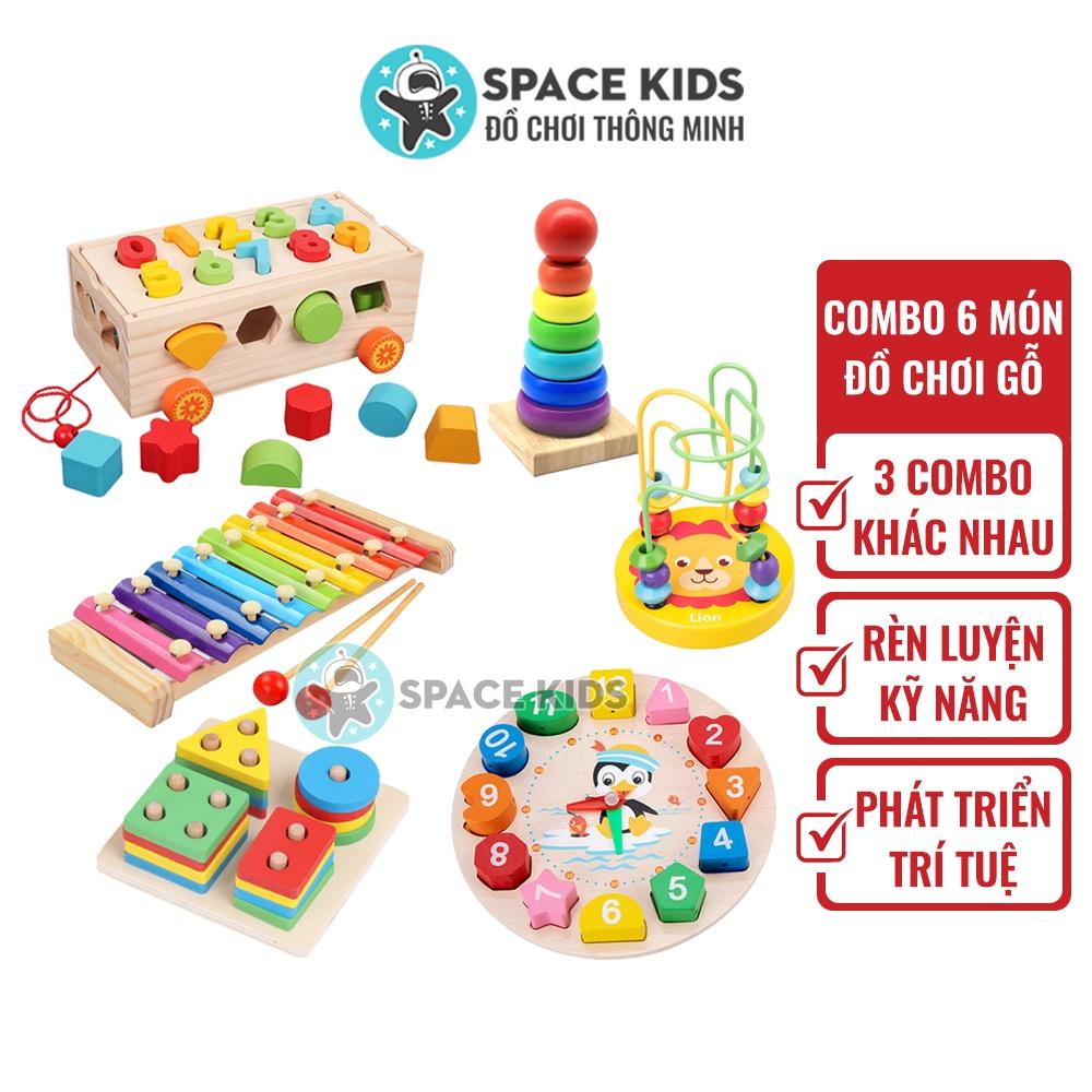 Đồ chơi gỗ Montessori Combo 6 món đồ chơi cho bé tư duy, phát triển trí tuệ vừa học vừa chơi