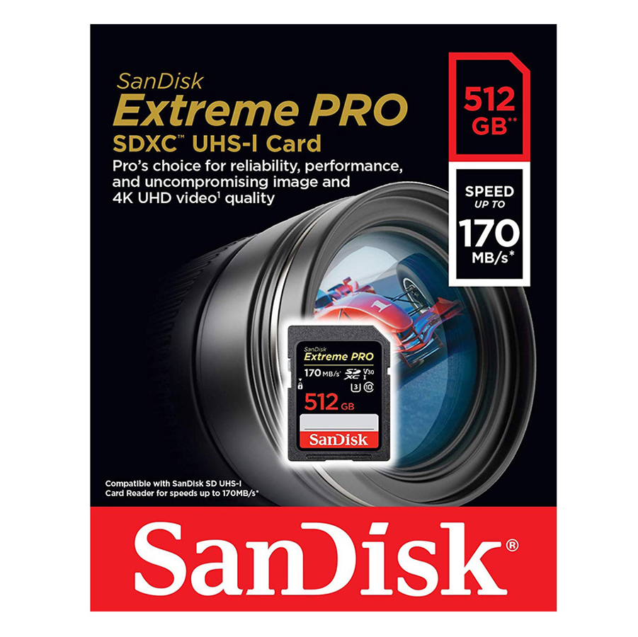 Thẻ Nhớ SDXC SanDisk Extreme Pro U3 V30 1133X 512GB 170MB/s - Hàng Chính Hãng