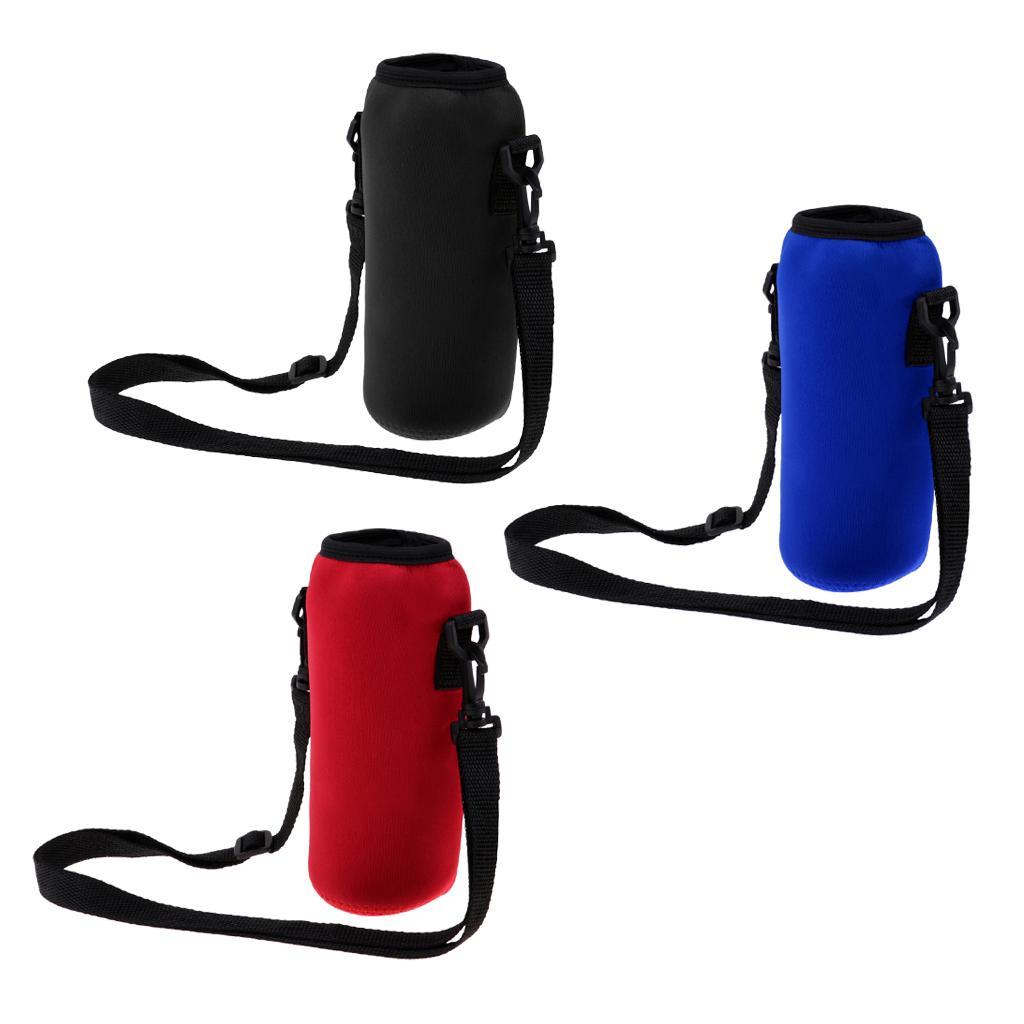 2x1000ml Sports Water Bottle Holder Sleeve Bag Neoprene Carry Pouch Case Black