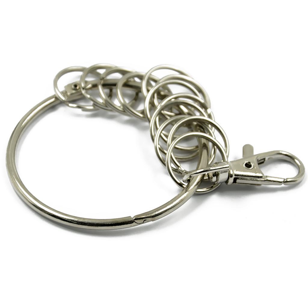 40xLarge Round Alloy Key Chain Keyring Holder Silver