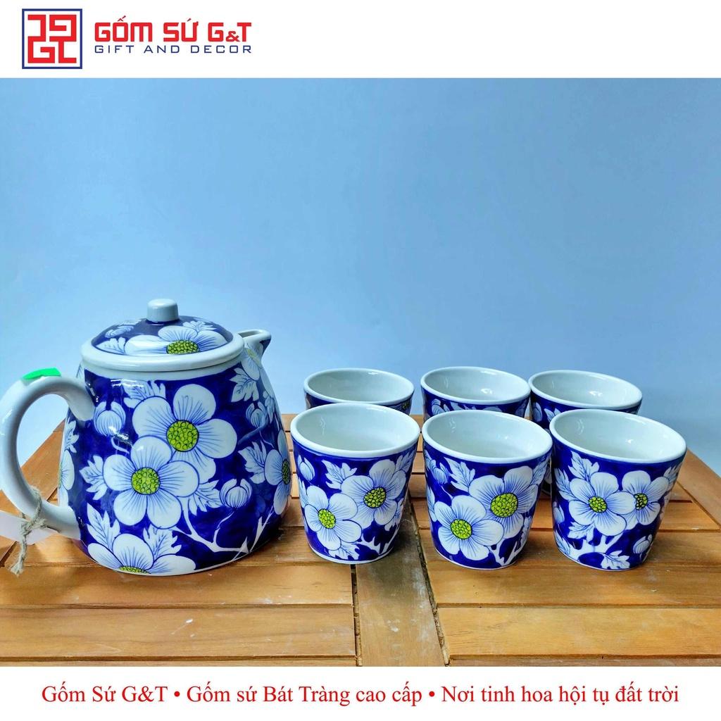 Bộ tích trà Gốm Sứ G&amp;T vẽ mai vàng băng xanh