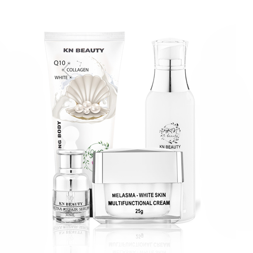 Trọn bộ dưỡng da 4 sản phẩm ngừa nám, Dưỡng body trắng: Kem dưỡng 25g + Serum 30ml+ Body 200ml+ Ủ trắng 150ml