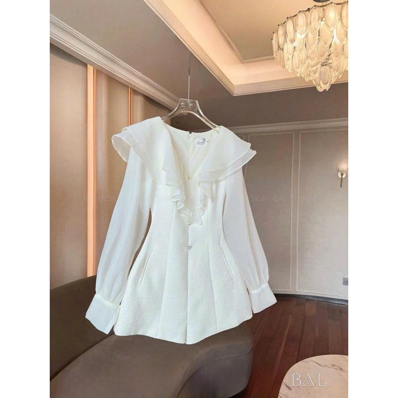 jum dạ phối cổ bèo tay lụa sang chảnh xinh lắm luôn BY JOLIE - Be nhạt, Be nhạt