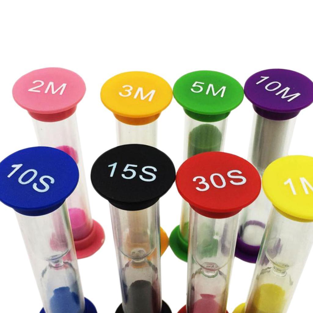 2x10/15/30 Seconds & 1+2+3+5+10 Minutes Plastic Sandglass Hourglass Timer Set