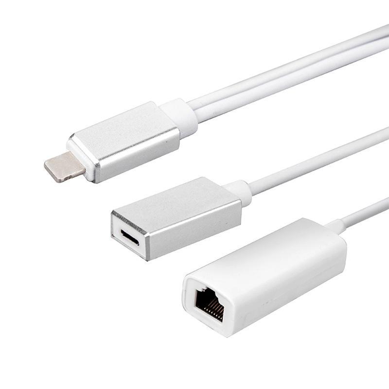 Bộ chuyển đổi card mạng giá rẻ nhất cổng mạng lightning sang RJ45 phù hợp máy tính bảng điện thoại Apple sang cáp mạng 3 trong 1
